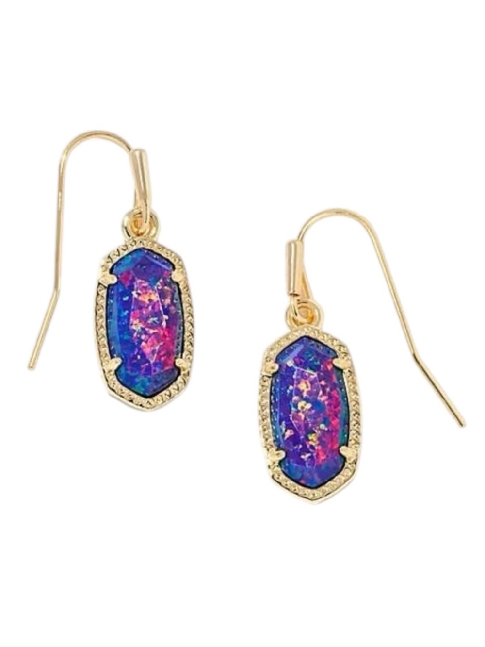 Kendra Scott Lee Gold Drop Earrings in Indigo Kyocera Opal, NWT - Picture 11 of 11